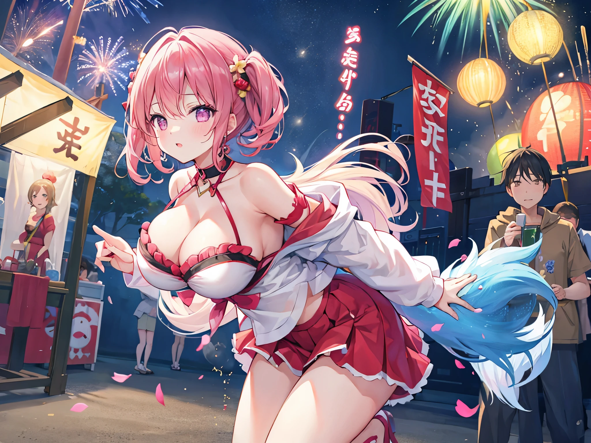 Big breasts that are about to burst、lure、Summer festival、firework、beautiful night