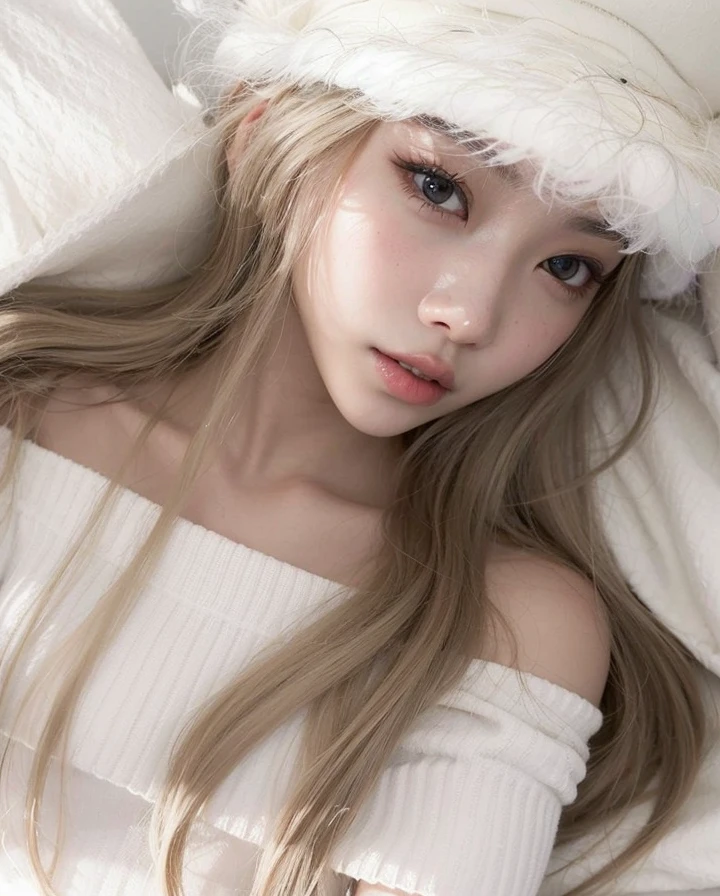 Close-up of a woman with long hair and a white towel, Sexy lips, Sexy girl, very beautiful cute catgirl, Korean girl, Sexy face, pale snow-white skin, Beautiful lips, wan adorable korean face, gorgeous chinese models, pale milky white porcelain skin, She has a cute face, pale porcelain white skin, beautiful Korean women, Sexy red lips