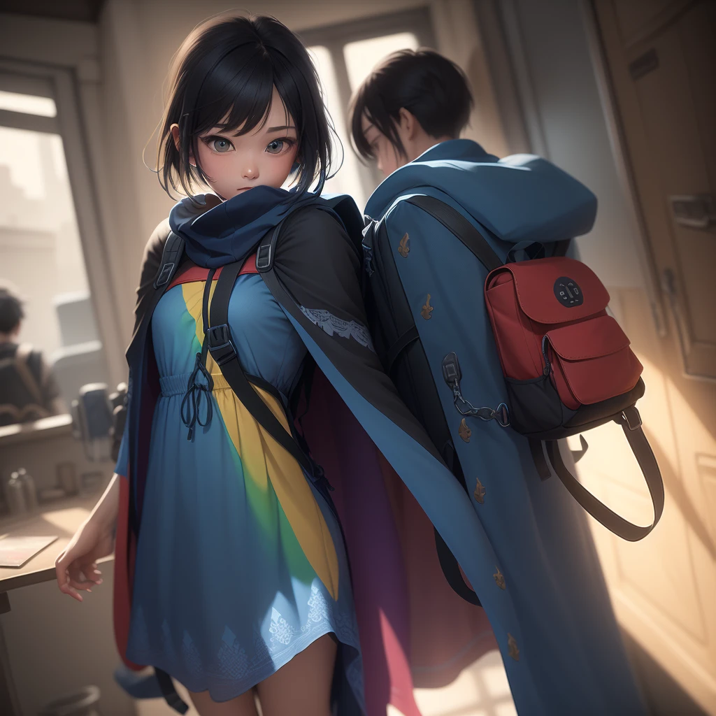 A SOLO backpack(Nobody: 1.5), Masterpiece, Ultimate, (Rainbow Colors), Cape, Viet Dress, Blue Dress, Game Icon,
