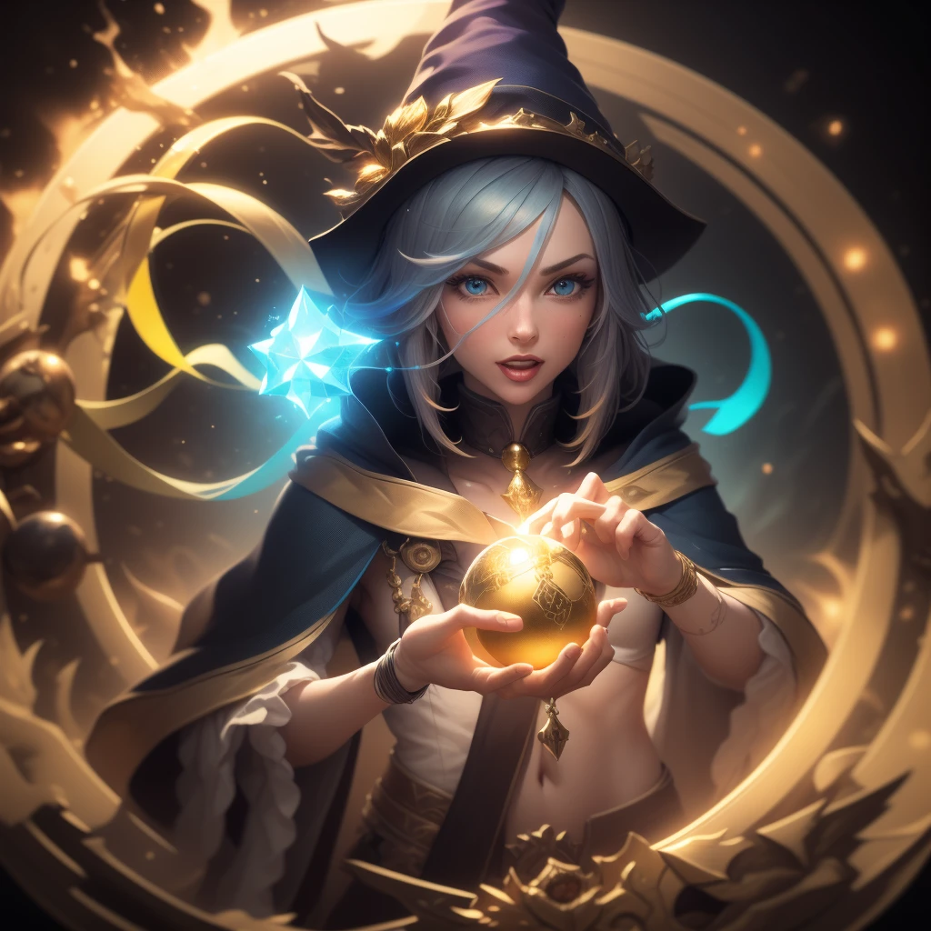 (Nobody: 1.5), Masterpiece, Ultimate, (Rainbow Colors), wizard hat, golden ornaments, Game Icon,