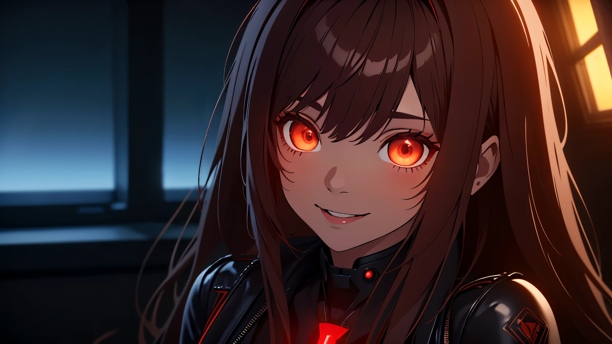 ((Best quality)), ((masterpiece)), (detailed:1.4), 3D, an image of a beautiful cyberpunk female, Yandere , Yandere Face , Trance , Trance Eyes , yameroyandere , constricted pupils , yandere ,
empty eyes . shaded face , crazy eyes , glowing eyes , crazy smile , dark, long burning red hair, burning hair, light brown eyes, red Barret, Black Soldier Shirt, Black under cloth, black panty, Grenade belt, Big chest, Big thigh, High thigh black knee sock, full view of girl, battlefield background, black combat boot, red necktie, black glove, black combat suit, black jacket, black cloak, black panty, ammo belt, HDR (High Dynamic Range),Ray Tracing,NVIDIA RTX,Super-Resolution,Unreal 5,Subsurface scattering,PBR Texturing,Post-processing,Anisotropic Filtering,Depth-of-field,Maximum clarity and sharpness,Multi-layered textures,Albedo and Specular maps,Surface shading,Accurate simulation of light-material interaction,Perfect proportions,Octane Render,Two-tone lighting,Wide aperture,Low ISO,White balance,Rule of thirds,8K RAW,