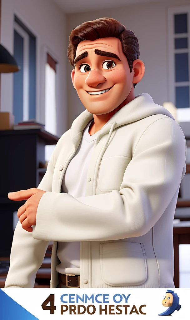 um homem de 50 anos, com terno branco, sorrindo, cabelos pretos, with high resolution, 4k
