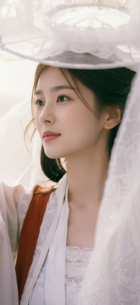 (on the table, best quality, realistically, Super detailed, meticulous, high resolution, 8k wallpaper), Close-up portrait of a beautiful woman, Chariada, smiling, light brown messy hair, Perfect dynamic composition, 美丽meticulous的眼睛, Just like the cover of a fashion magazine, On campus