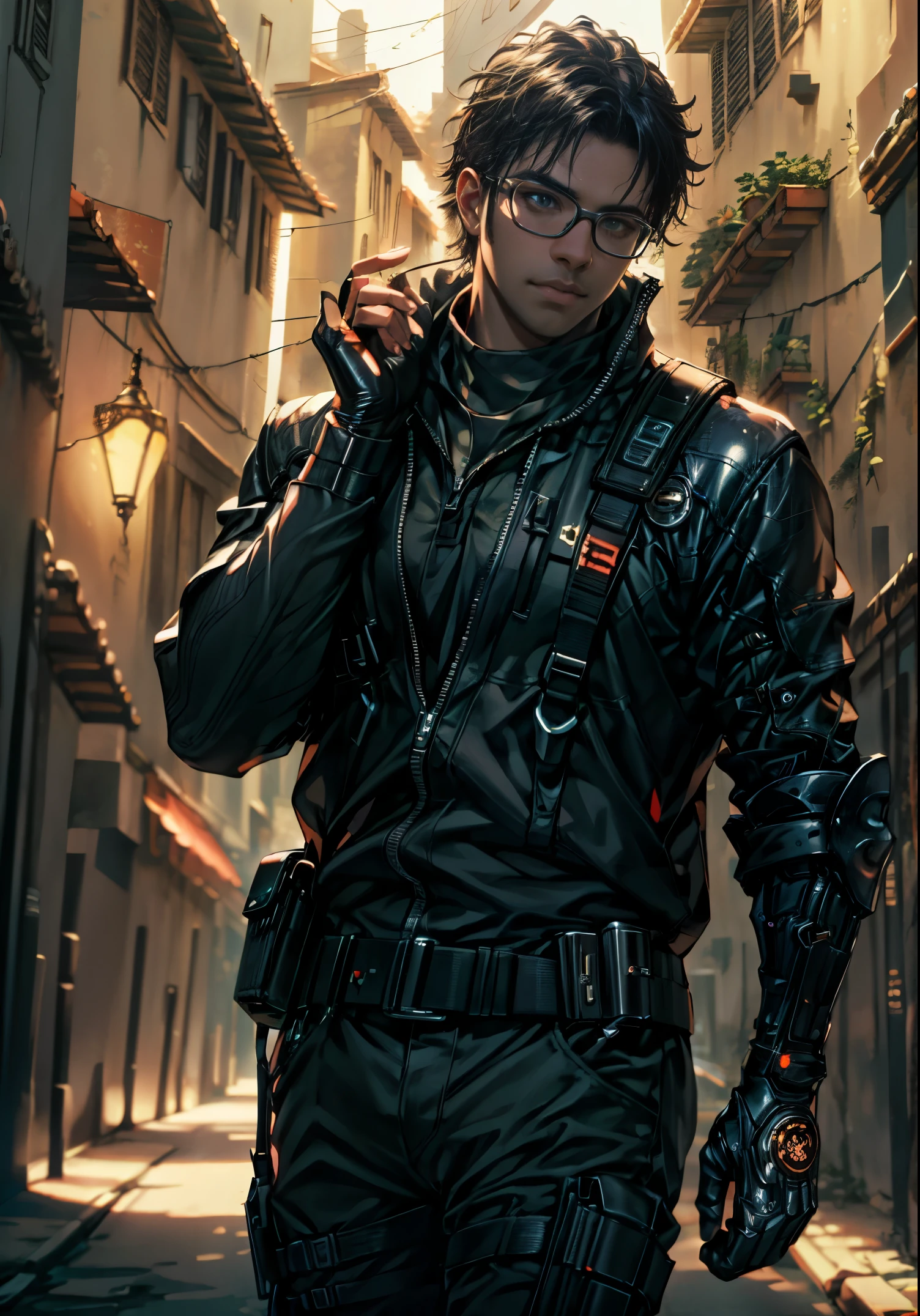 ((PivaArts)) ultra detail, high resolution, ultra detailed, best quality, amazing, top quality, extremely detailed CG unity 8k wallpaper, cinematic lighting, cat fanboy, cyberpunk, dark boy, more detail,