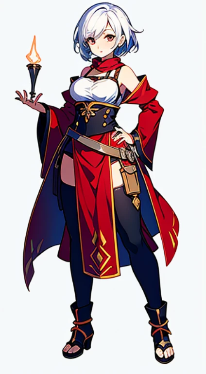 1female, character design, fantasy, white background, simple background, blurry background, standing, fullbody, merchant