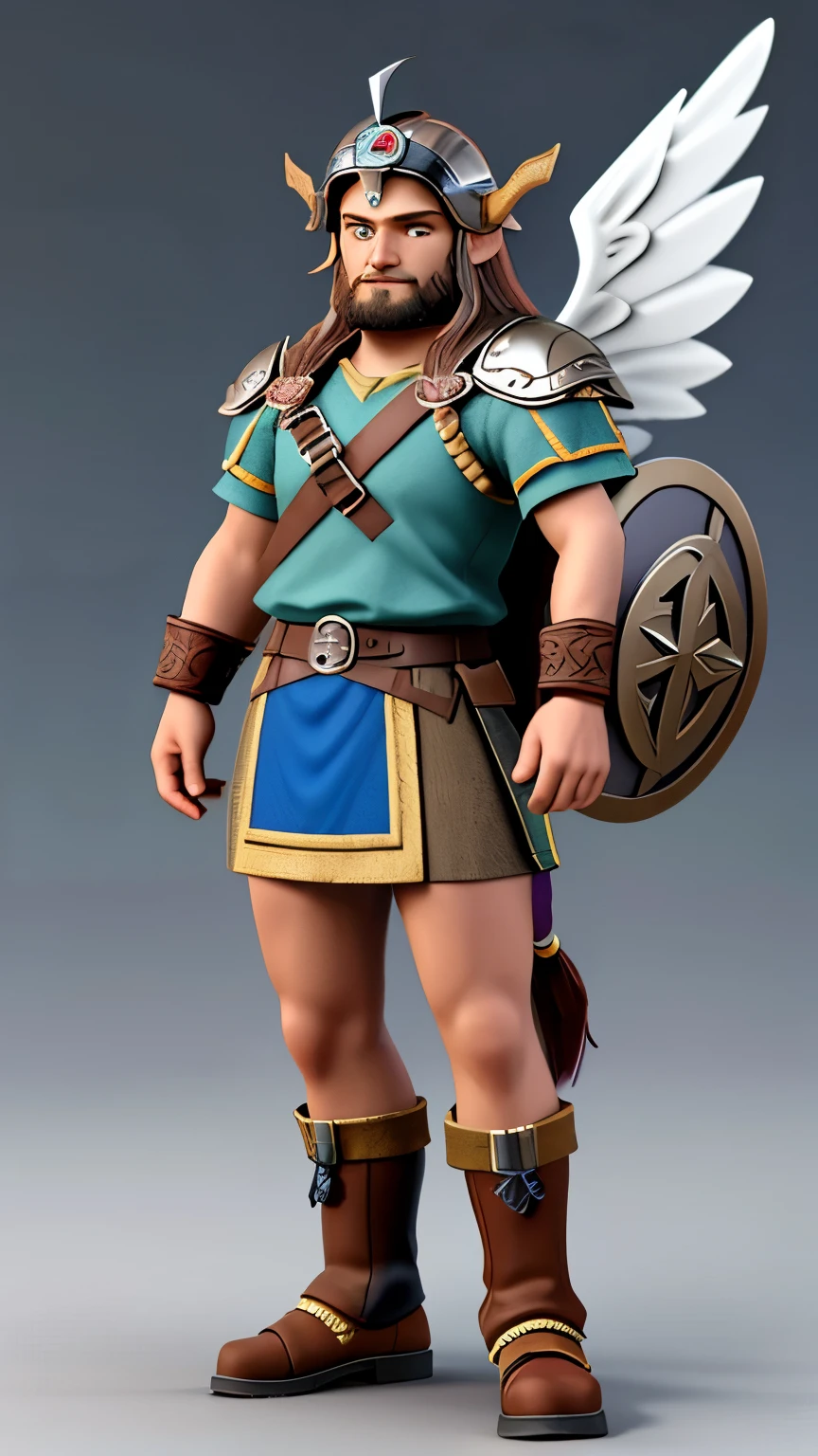 um homem 3d ( wearing a winged viking helmet ) com o fundo preto
