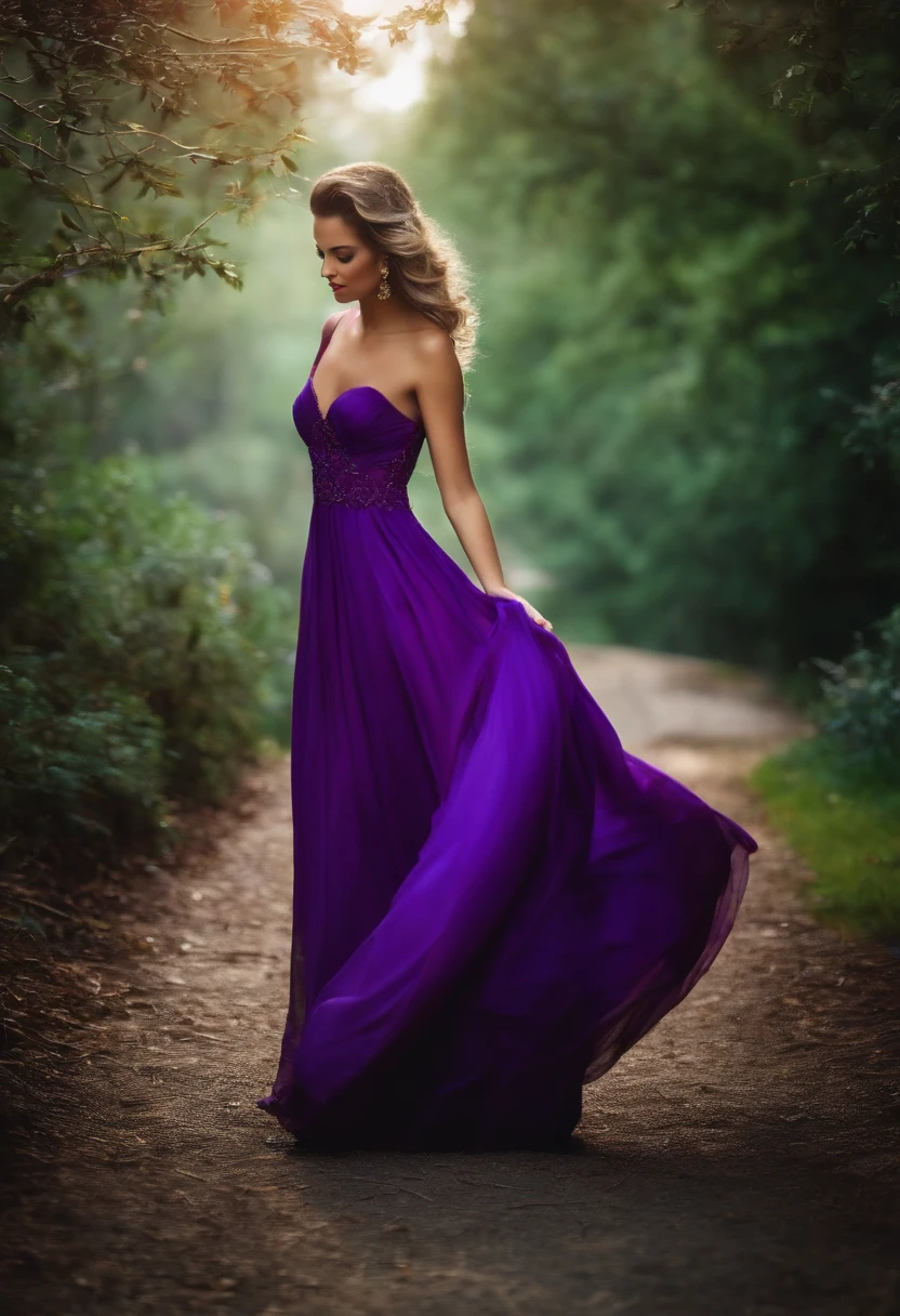 Cinderela de corpo todo com vestido roxo
