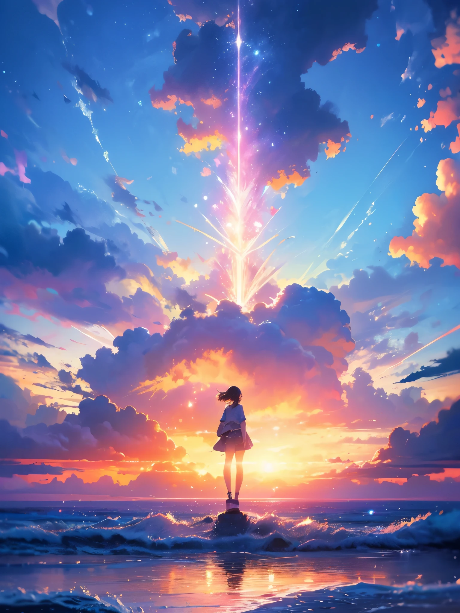 (magical pretty sky blue stream overlay scene), (sky), (clouds), soft lighting, clean background, beautiful sky scenery, masterpiece, high quality, beautiful graphics, high detail,painted by Thomas Kincaid, artstation, sharp focus, inspiring 8k wallpaper,