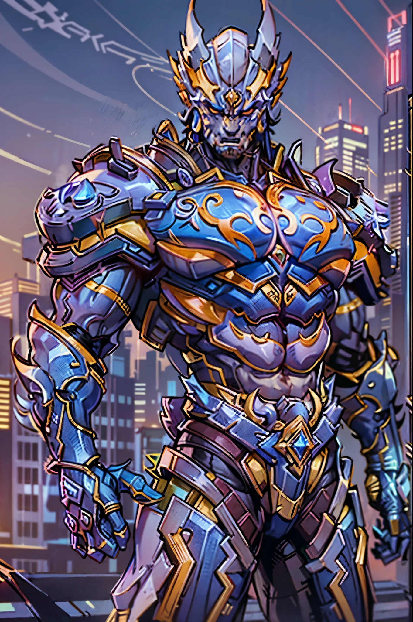 A superhero, a high-tech biotech battle suit, standing on a rooftop, looking over the city, Japanese tokusatsu and American comic style, biometallic texture of the suit, sleek and shiny, dynamic, metallic, sophisticated design, symmetrical face, extremely detailed eyes and face, high quality eyes, high definition, best quality, highres, ultra-detailed, ultra-fine painting, exquisite and mature, extremely delicate, professional, anatomically correct, creativity, UHD, HDR, 32k, Natural light, cinematic lighting, best shadow, masterpiece-anatomy-perfect, masterpiece