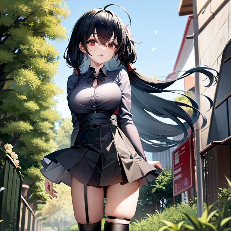 フェンスの前でポーズをとる制服を着たanime girl, beautiful anime high school girl, anime style 4k, Cute girl anime visual, 4k manga wallpaper, Kantai Collection Style, 若いanime girl, girls front line style, anime moe art style, 走っているanime girl, かわいいanime girl, 4k anime wallpaper, anime girl