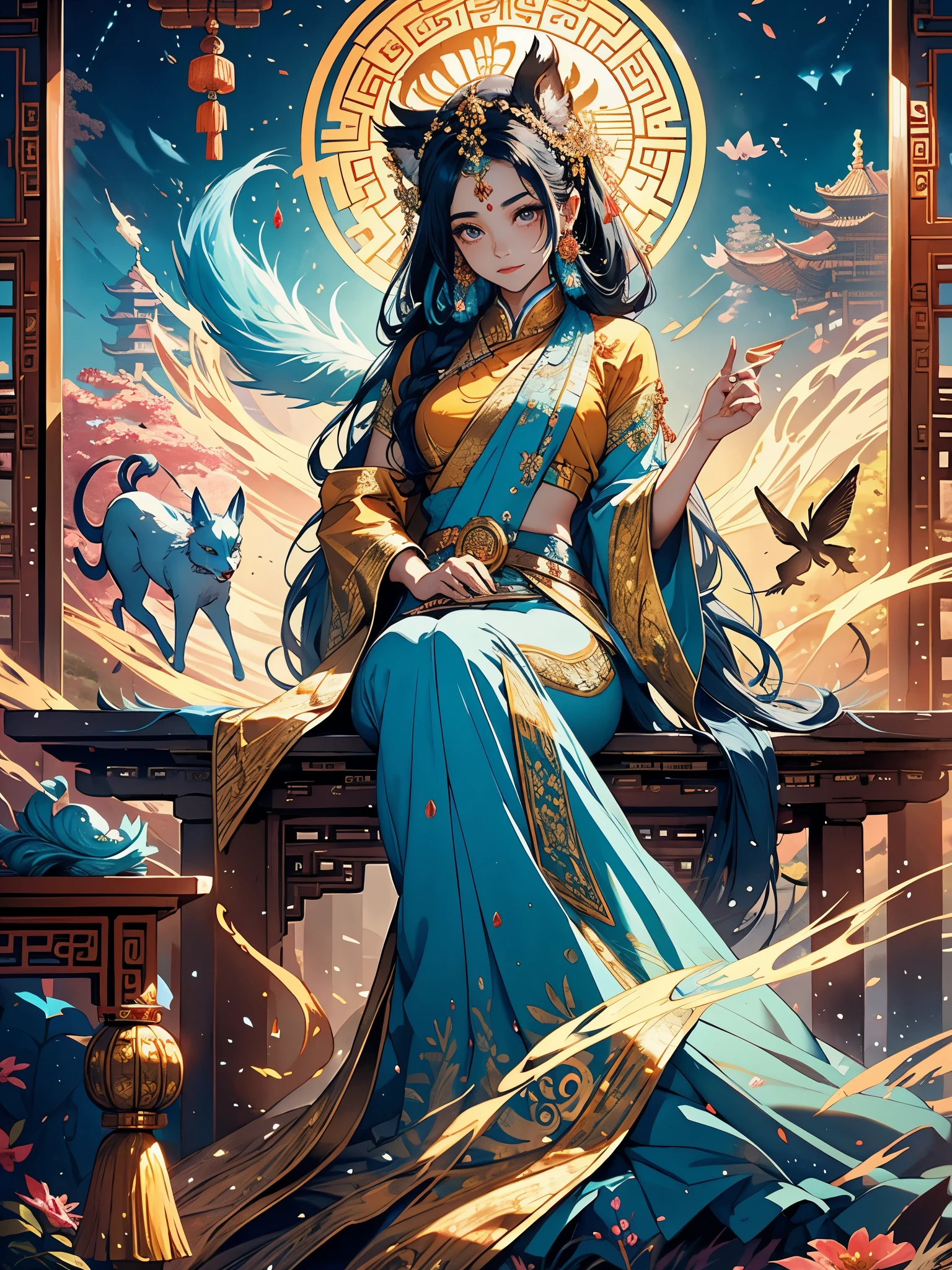 Envision a realm where the grandeur of Hindu mythology converges with enchanting magic, inhabited by creatures bearing both fairy-like delicacy and the charm of anthropomorphic animals. This captivating universe mirrors the ancient beauty of Chinese landscapes.