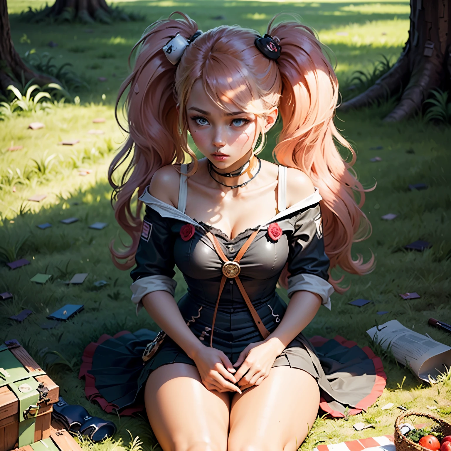 High Quality, Masterpiece, incrsbetweenthighs, (watermelon, between thighs:1.2), <lora:WatermelonBetweenThighs:0.9>, sitting, Tsunomaki Watame, long hair, WatameBase, fur-trimmed dress, white dress, bare shoulders, fur-trimmed sleeves, hairclip, cape, belt pouch, brooch, <lora:Char_VTuber_TsunomakiWatame:0.9>