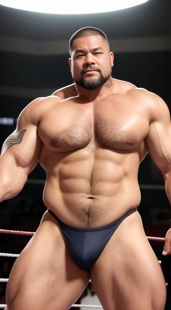 the only person,male,muscle wrestler,muscular,stout wrestler,Japan,uncle,45岁middle aged男子,short hair,short hair细节,wrestling boots,Sneakers body image,Panoramic figures,WWE ring,WWE professional wrestling,spotlight,shadow,Vision,orange color,gold short-lived,40 years old,short beard,middle aged,Tattoos are,fingerless gloves,wheat colored skin,oily skin,dark skin,Show off your chest muscles,sumo wrestler,bodybuilder,short beard,wide temples,Serious,