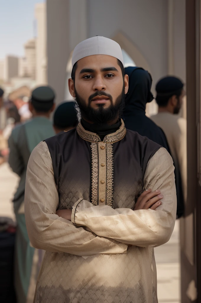 change background islamic ,change full body islamic , realistic face, 8k ultra, animated model