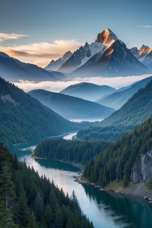 Landscape photos, inspirational phrases, picture atmosphere, mountains and water upwards
