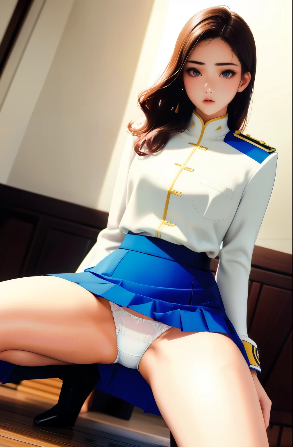 1 girl, Sayla Mass, spread legs、show white panties,It's elegant, muste piece, She squats down and spreads her legs showing her panties.、complicated, Army pink uniform dress with a super miniskirt so short you can almost see your pants.........、pure white panties、Please squat down and show me your white panties.........、Super miniskirt You can see the pants in the miniskirt、white panties、Reality, best quality, disorganized, high face detail, Perfect eyes, 18 years old, cowboy shot, realization、, vivid colors, pink uniform, Skirt、Photography、Gravure shooting style、real image、Highest image quality、1 girl, Sayla Mass, It's elegant,spread legs,show me your white panties, muste piece, complicated,super mini skirt、white panties、 Reality, best quality, disorganized, high face detail, Perfect eyes, 18 years old, cowboy shot, , vivid colors, white uniform, Skirt