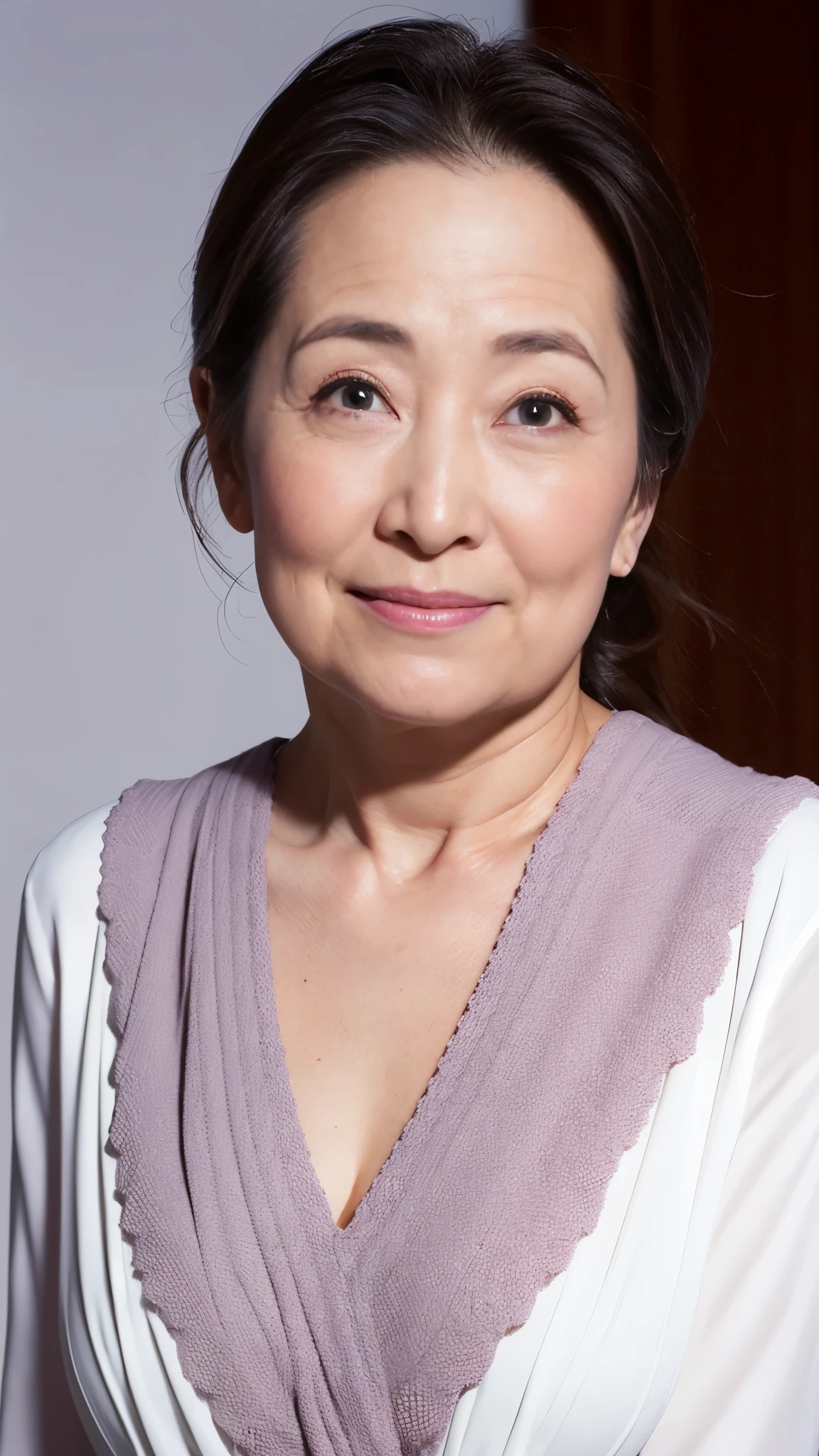Remove the background, gravure, facing the front, ((restrained)), flashy makeup, from the chest up, masterpiece, highest quality, Super detailed, realistic, super dense skin, perfect anatomy, (1 Japan), 95 years old, big breasts, Mature Woman Politician, Glamour, sexy, pure white skin, looking at the viewer,