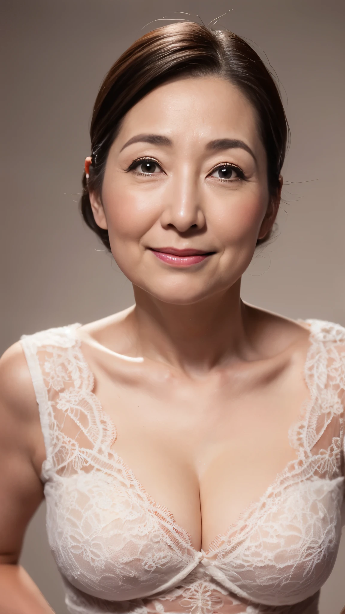 Remove the background, gravure, facing the front, ((restrained)), flashy makeup, from the chest up, masterpiece, highest quality, Super detailed, realistic, super dense skin, perfect anatomy, (1 Japan), 95 years old, big breasts, Mature Woman Politician, Glamour, sexy, pure white skin, looking at the viewer,