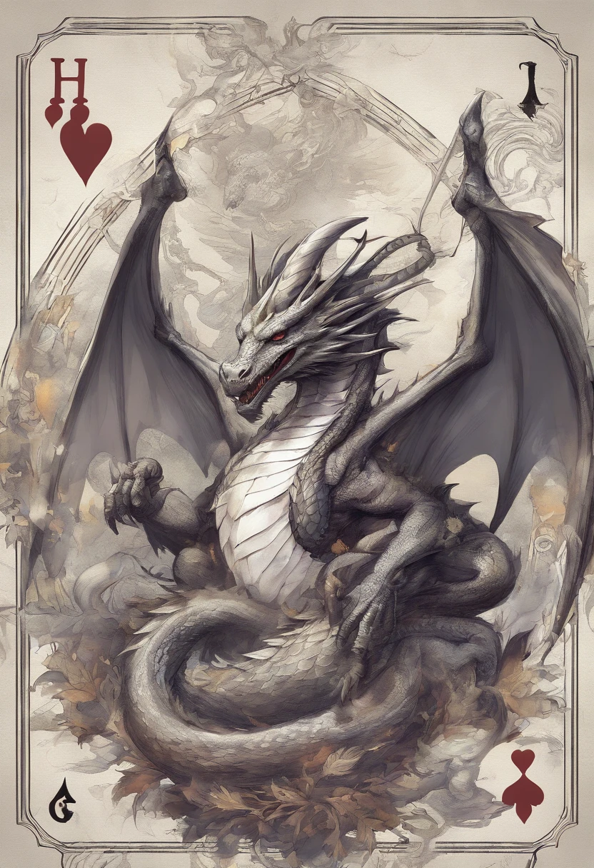 myth，dragon , white background, Jack of Club Playing Cards