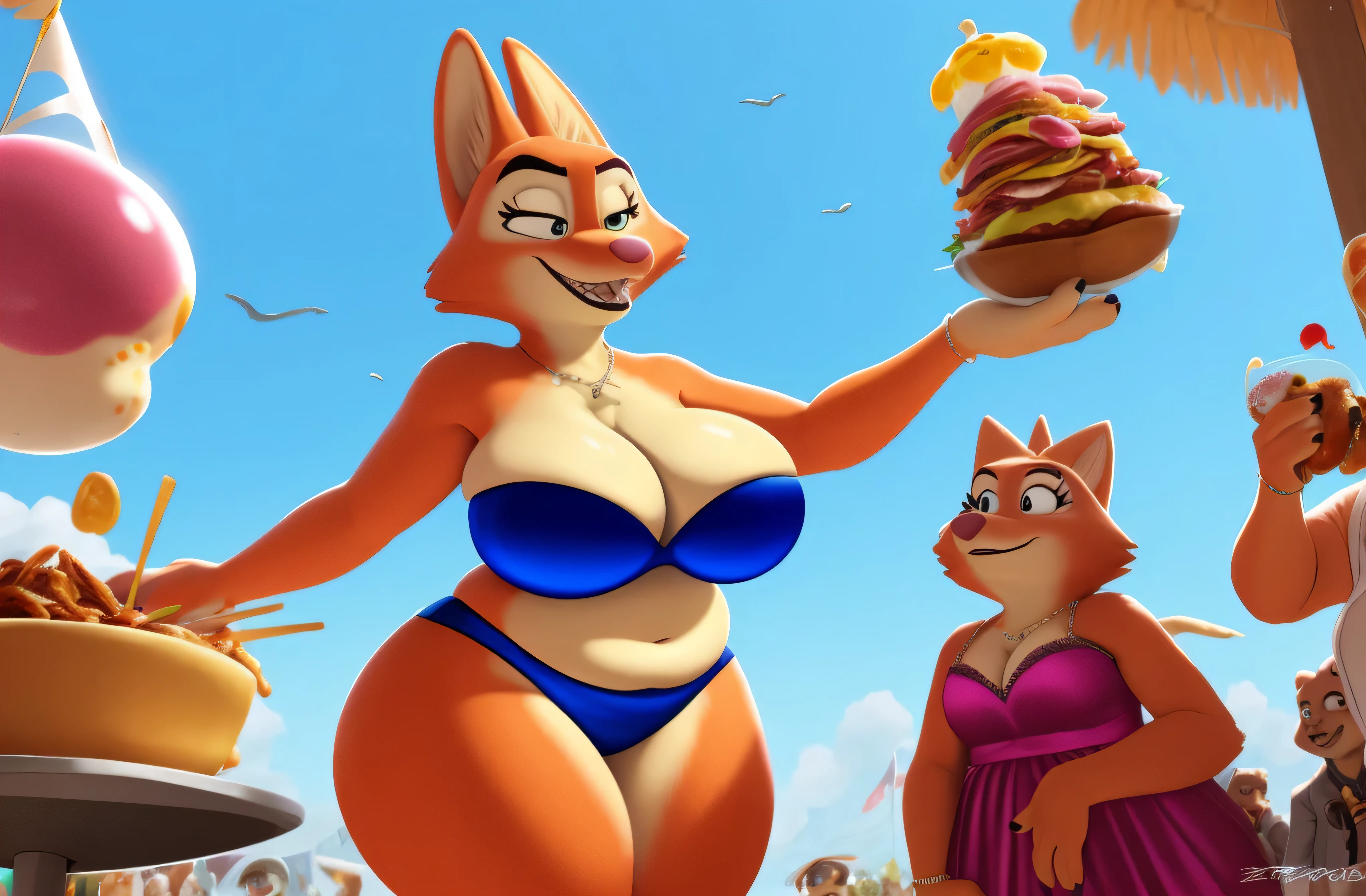 por Zackary911, Diane Foxington, antropo, Bunda grande, Sozinho, no underwear, Curvy, muito gordo, (quadris largos:1.3), coxas enormes, grossas e macias, SSBBW, very fat flabby arms, realistic lighting, High detail, qualidade hd, rosto detalhado, Sombreamento realista, rolos de gordura, massive size, gigantescos enormes seios transbordando de gordura, massive cleavage, Pesado, plussize, everything is fat, textura macia, olhos grandes bonitos, semi-realista, Dynamic angle, pattern clothes, Super Obeso, corpo pastoso, festival of food, eating a lot, overstuffed, banquet, swallowing all food