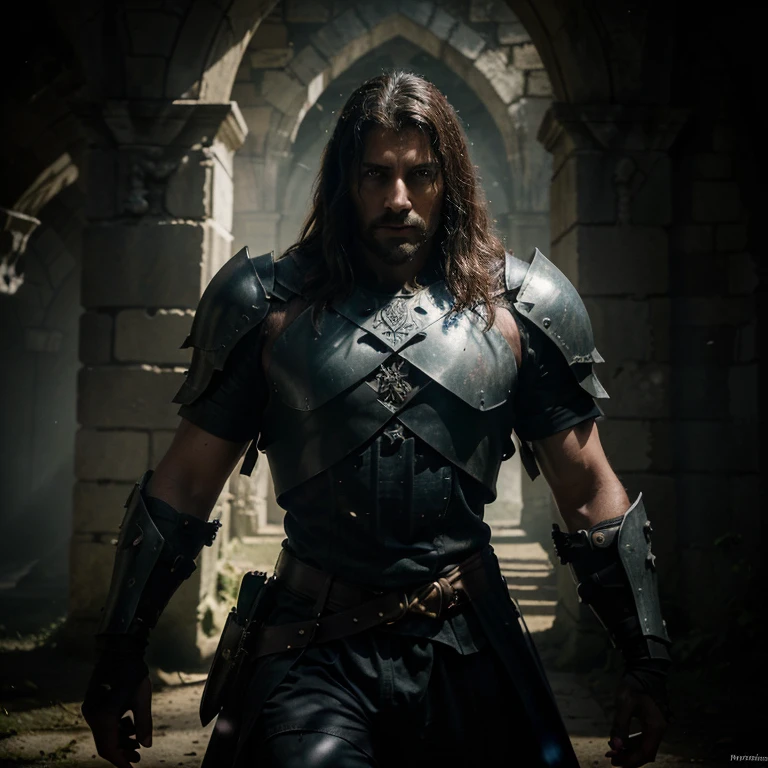 "Step into a world shrouded in darkness and witness the might of the Man Knight Warrior as he storms the imposing castle. Through magical photography, each frame captures the epic scale of the battle, where valor clashes against the forces of evil. Reflective lighting accentuates the intensity of the scenes, adding depth and intrigue to every shot. Subsurface scattering illuminates even the tiniest details, lending an ethereal quality to the hero's presence. Prepare to be enchanted as the Man Knight Warrior, armed with ancient druidic nature powers, harnesses the very essence of the natural world in his quest for triumph and justice."