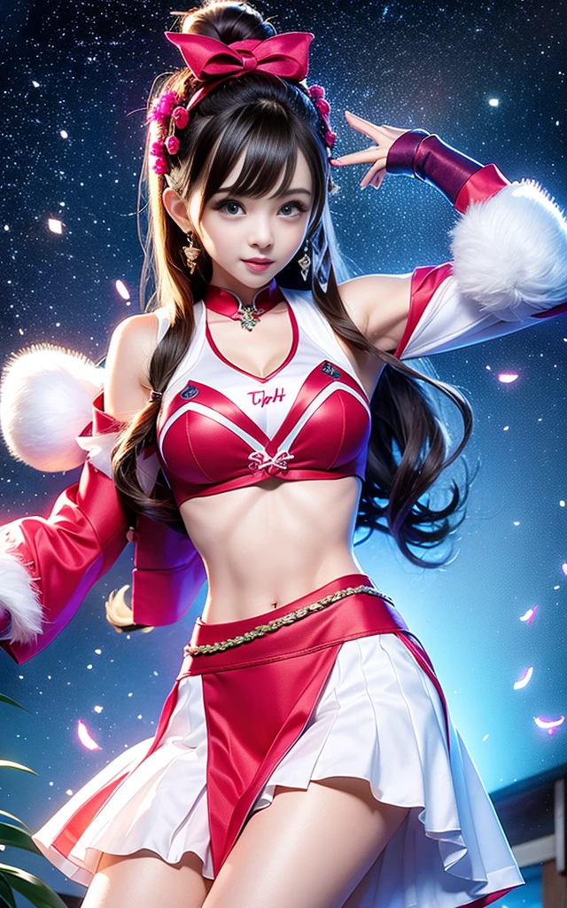 The beauty of 8K raw photos:2.0、24-years-old、Japanese、cute、cleavage、((cheerleader:1.5))、mini skirt、beautiful eyes、drawn in detail、eyelashes eyes:1.2))、beautiful double eyelids、eye shadow、perfect eye makeup、((laughter:1.6))、美しくてthin legs、(chestnut colored hair)、medium hair、fluffy hair、stadium、daytime、latina、Photoreal:1.9、sexy navel、thin legs、thin eyebrows、tear bag、high nose、((very sexual))