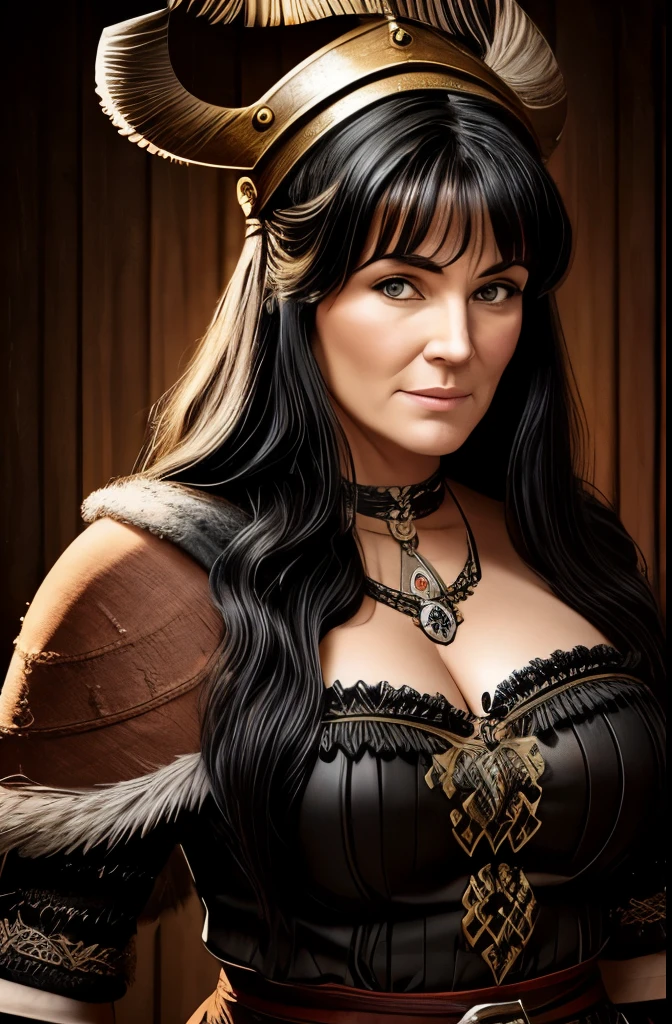 50 year old viking woman full body black hair