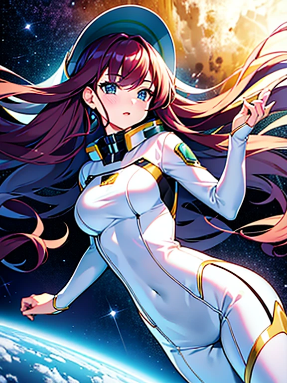 oil,beautiful woman,23 years old,(A man drifts in spaCe),TaChibana Crimson long-haired,(SpaCe helmet rupture),green eyelid bodiesbian)),((Wear a white spaCesuit)),edge light,space nebula,(long hair fainting:1.5),best quality,tmasterpieCe,ultra high resolution),(realistiClying:1.4),slim,(shiny skineautifulfaCe:1.1),detailed eye,lusCiouslips,Depth of the bounds written,author(james s. C. Christensen:1.2|Jeremy Lipking:1.1)