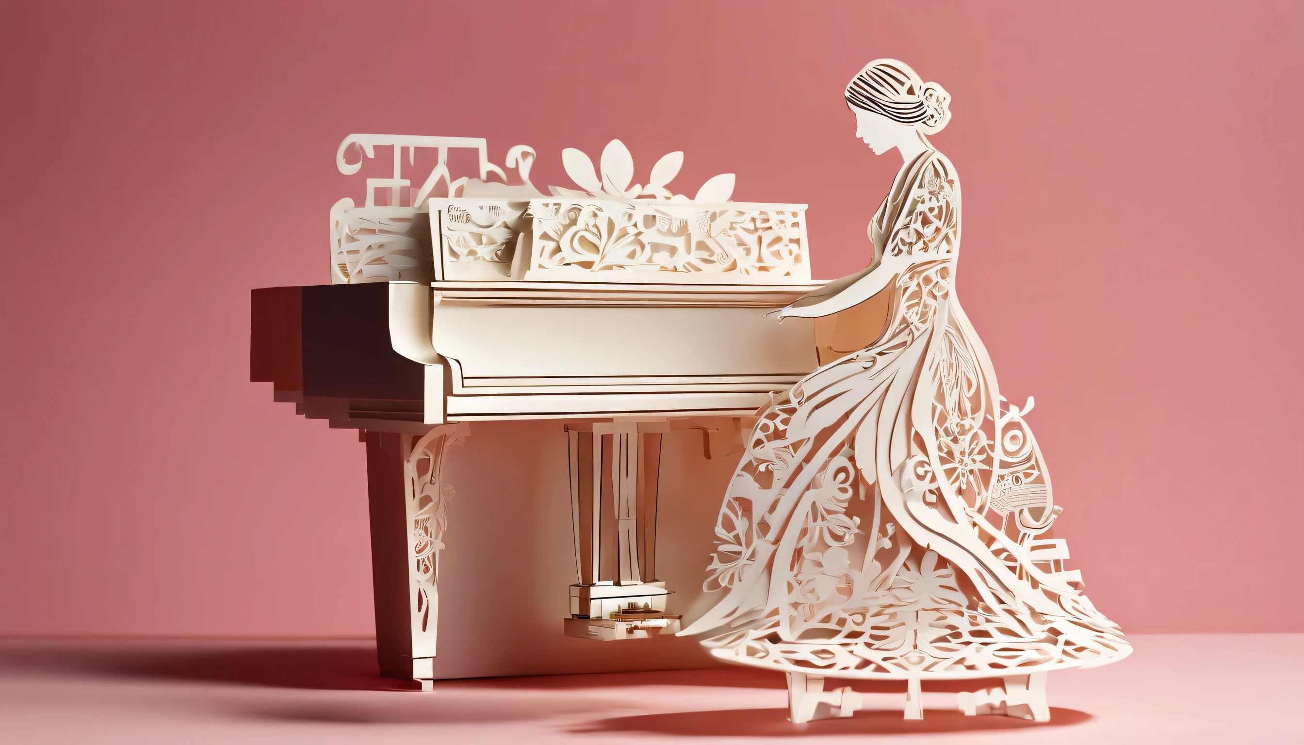 art、colored 、beautiful girl playing the piano, shift dress, abstract background、abstract characters