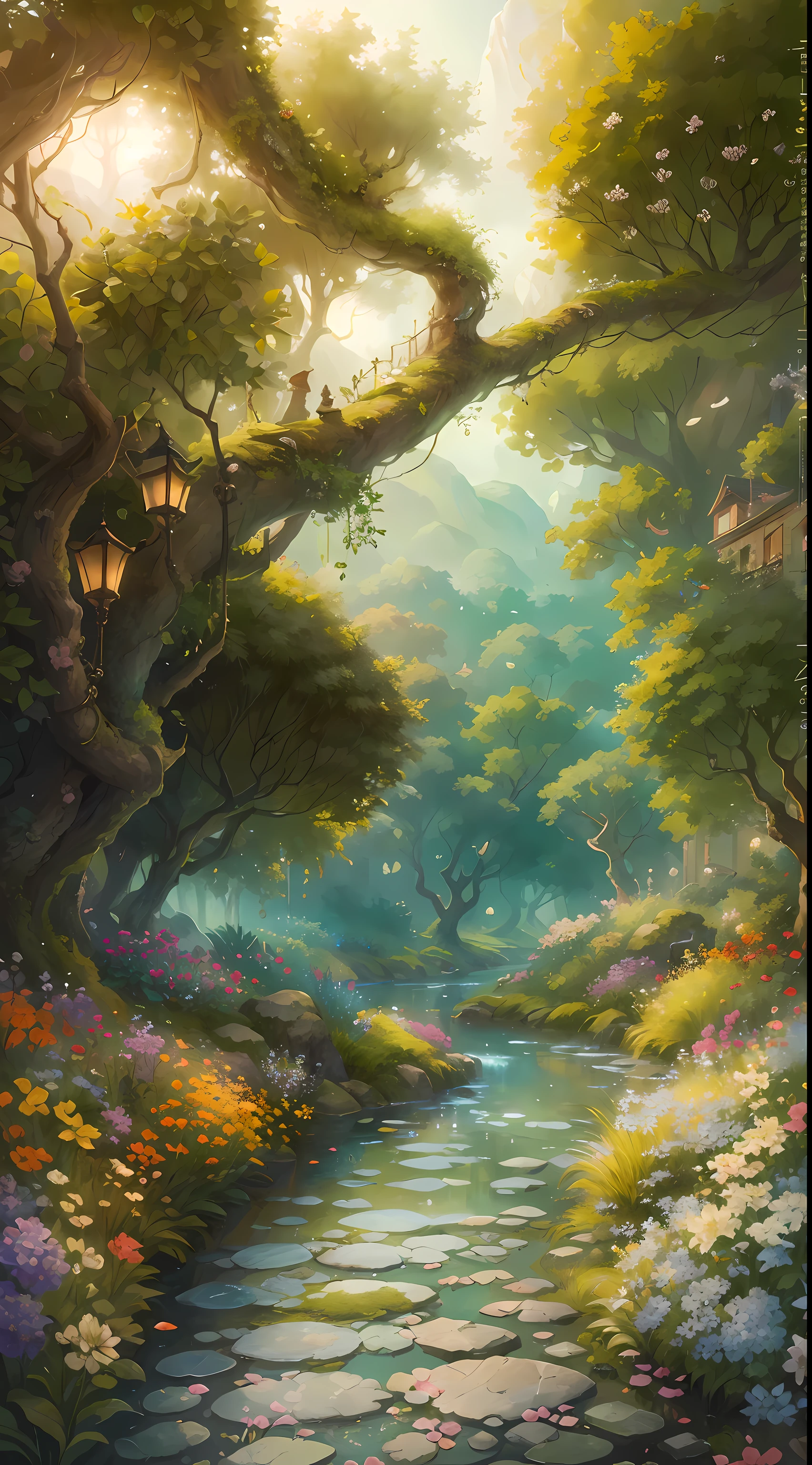 (best quality,4K,8K,high resolution,masterpiece:1.2),Super detailed,(actual,photoactual,photo-actual:1.37),bright colors,beautiful garden,vibrant flowers,Detailed petals,peaceful scenery,meandering river,Crooked road,professional,sharp focus,Physically based rendering,art,new perspective,Immersive experience,playful atmosphere,harmonious composition,creative interpretation,Elegant aesthetic,Picturesque scenery,Lush green plants,delicate brushstrokes,layered texture,vivid color palette,soft sunshine,subtle shading,charming beauty,peaceful atmosphere,exquisite craftsmanship,peaceful atmosphere,peaceful existence,Refreshing atmosphere,SerenityofNature,stunning views,Ethereal charm,dynamic elements,replenish energy,natural radiance,wonderful sight,soothing tranquility,tantalizing details,enchanting temptation,whimsical contact,fantastic quality,aesthetic harmony.