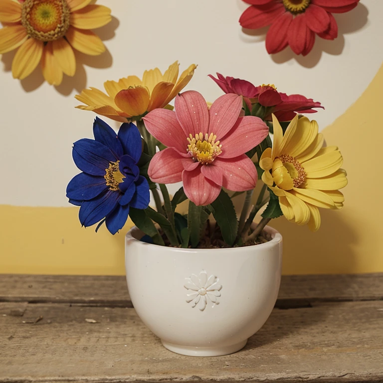 Flores, Small, bonitas, coloridas, pegatinas, acuarelas