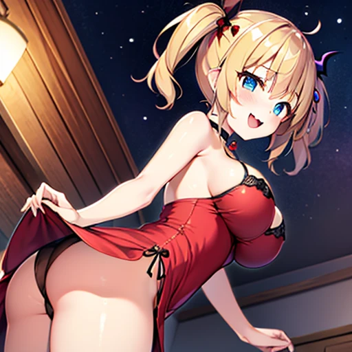 cute face　Angle from directly below　　big breasts　pose of temptation、laughter　　　　　Charm　　Rear angle　　choker　cute dress　vampire　princess room　bed　little bat flying　　in the middle of the night　　Pose with your butt sticking out