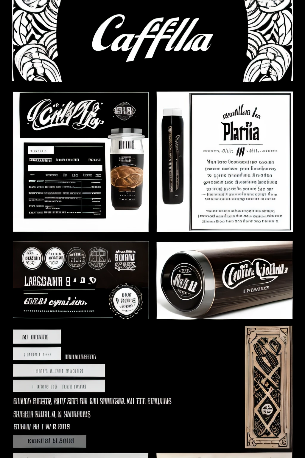 graphic design, logo design, lettering, italian coffee black and white, Vector Graphics, top quality, Linear lettering