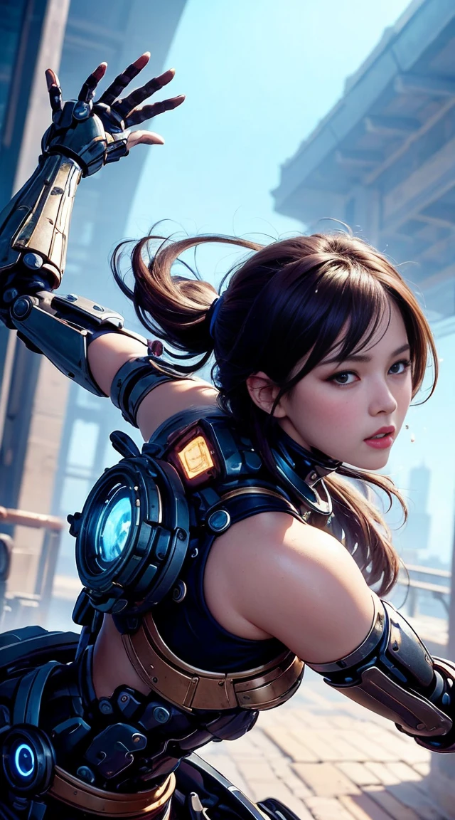 (Best Quality), ((Masterpiece), (Detail: 1.4), 3D, A Beautiful Cyberpunk Woman, HDR (High Dynamic Range), Ray Tracing, NVIDIA RTX, Super-Resolution, Unreal 5, Subsurface Scattering, PBR Textures, Post-Processing, Anisotropic Filtering, Depth of Field, Maximum Sharpness and Clarity, Multi-layer Textures, Albedo and Highlight Maps, Surface Shading, Accurate simulation of light-material interactions, perfect proportions, Octane Render, two-color light, large aperture, low ISO, white balance, rule of thirds, 8K RAW, exposed side breasts, fair slender long legs