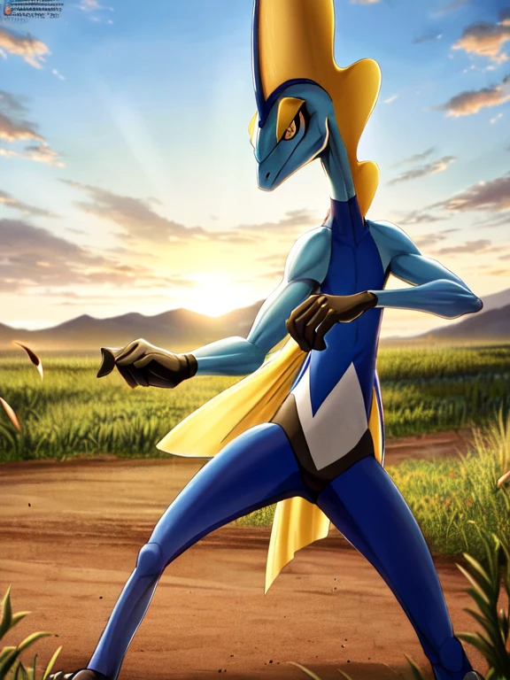 Inteleon, serious face, standing, attack stance, on the battlefield park

(best quality,4k,8k,highres,masterpiece:1.2), ultra-detailed, (realistic,photorealistic,photo-realistic:1.37), intense battle,

In the vibrant and dynamic world of the Battlefield Park, Inteleon emerges as the epitome of strength and focus. This magnificent Water-type Pokémon stands tall, exuding an aura of determination and power.

With its sleek and agile body, Inteleon assumes an attack stance, ready to unleash a devastating move. Its eyes, sharp and piercing, reflect a profound seriousness that underscores its unwavering dedication to the battle at hand. Each detail of its intricate face showcases an ultimate attention to precision, from the delicate curve of its lips to the striking intensity of its gaze.

The battlefield park provides a stunning backdrop for this intense encounter. As the sunlight filters through the foliage, every leaf and blade of graseticulously rendered, resulting in a mesmerizing display of realism. The vibrant colors of the surrounding environment serve as a stark contrast to the subtle hues of Inteleon's sleek scales.

The lighting in this scene  carefully orchestrated, casting dramatic shadows that further enhance the sense of depth and drama. Capturing the essence of the golden hour, the soft glow imbues the entire scene with a warm and enchanting ambiance.

With the utmost attention to detail and finesse, this masterpiece envisions Inteleon in all its glory, capturing the excitement and intensity of a battle on the battlefield park. It  a true testament to the union of artistry and technology, pushing the boundaries of what  possible in creating a visually stunning and emotionally evocative image.
