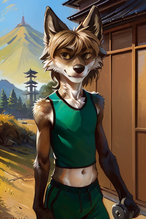 solo, wolf, boy, slender, day, ((twink)), uploaded to e621, beautiful and detailed portrait, (((male))), kenket, uploaded to e621, ( japanese girls gym outfit),