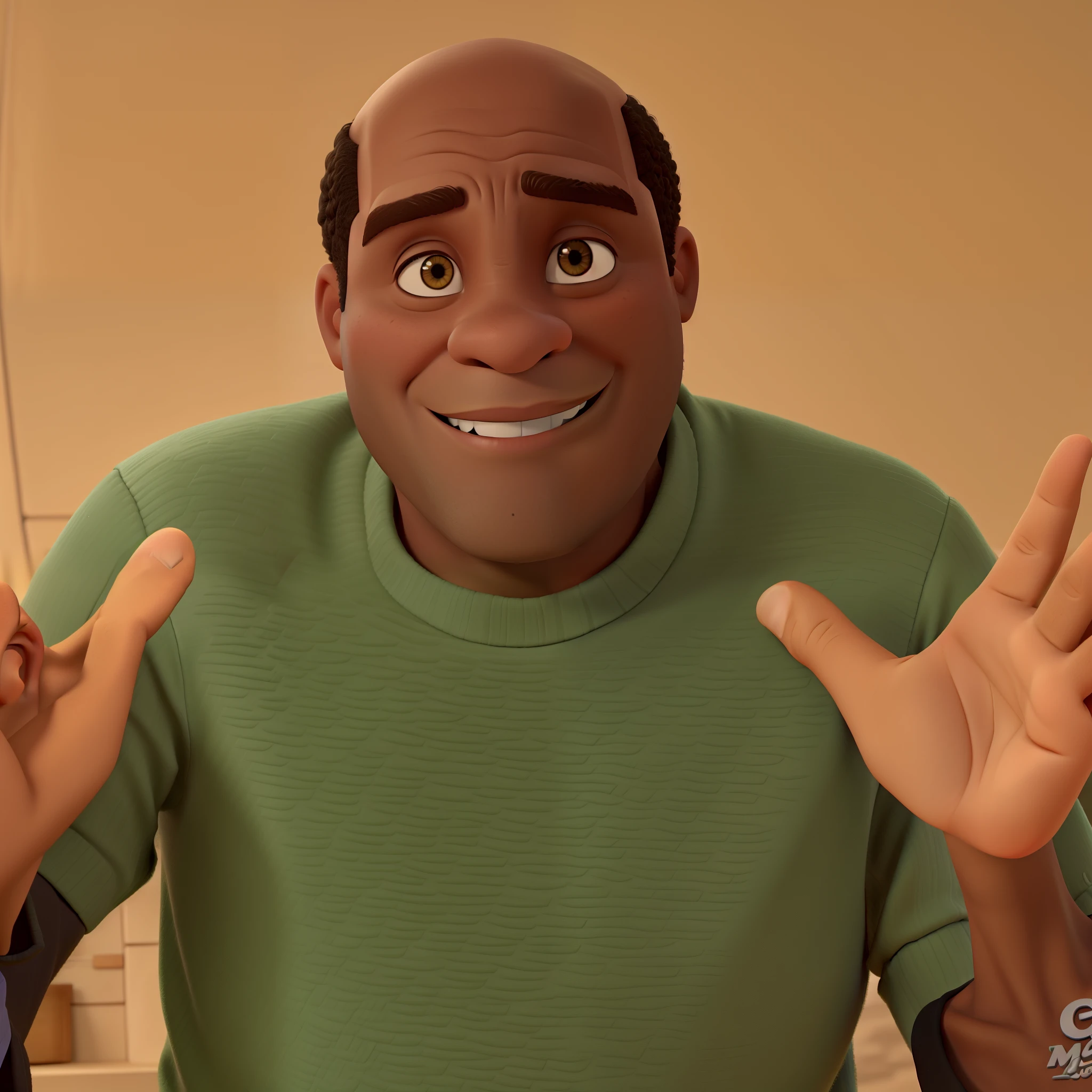 Um velho careca Negro estilo Disney Pixar, alta qualidade, melhor qualidade