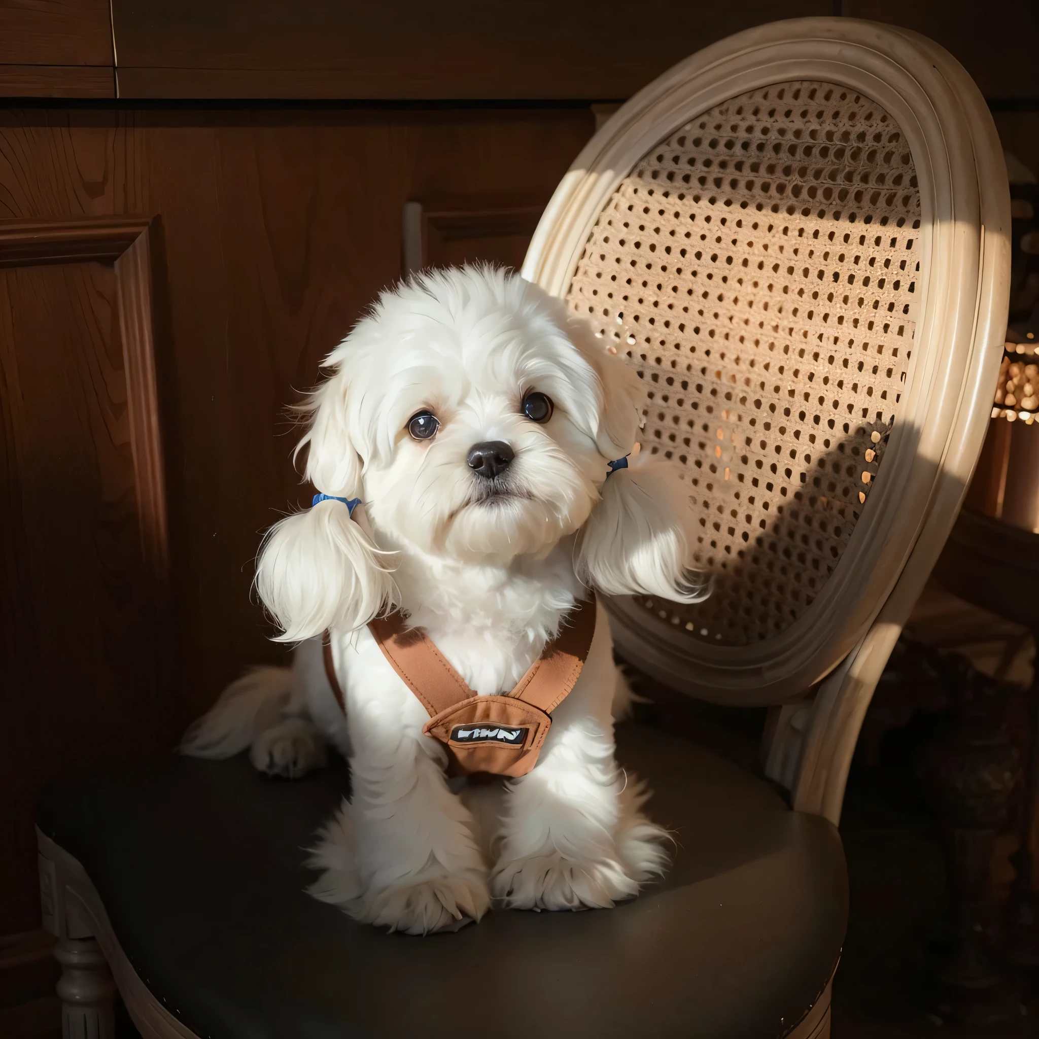 Extract this puppy by cutting out the picture。A fluffy white dog basking in the sun,so cute