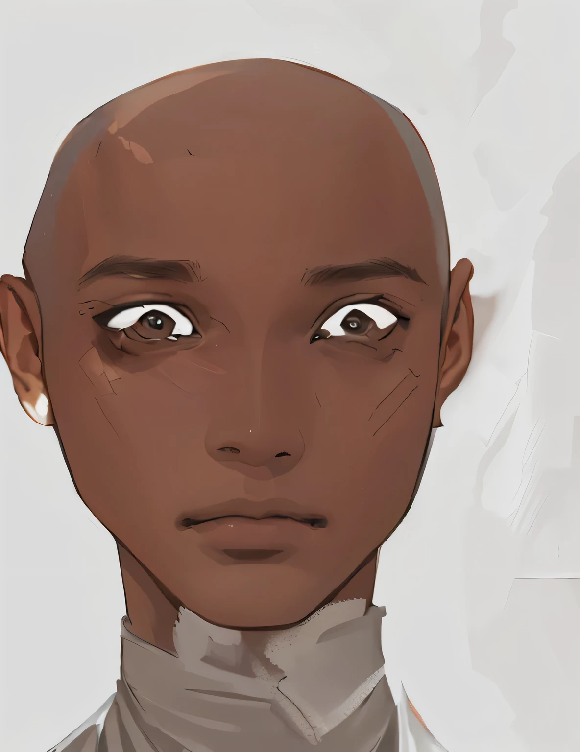 there a digital drawing of a man with a bald head, realistically rendered Face, true skin color, detailed unblurred Face, detailed human Face, visible and detailed Face, African facial features, accurate detailed Face, digital drawing, Highy detailed Face, High_detailed_Face!!!, humanoid portrait, ealistic shaded perfect Face, realistically proportioned Face