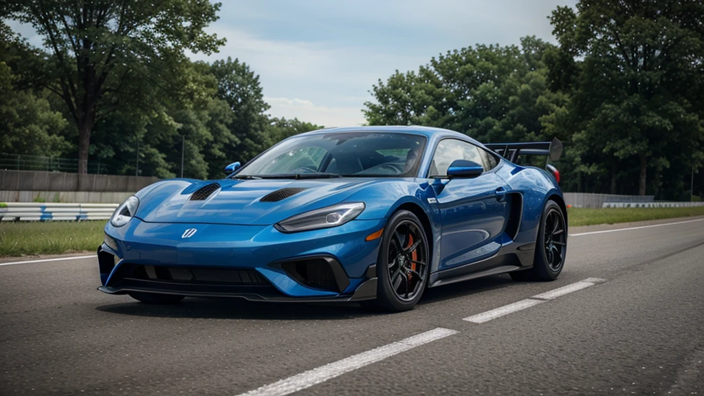 Sportcar,blue, racing, running in a highway, 8k,high detail, Masterpiece 
