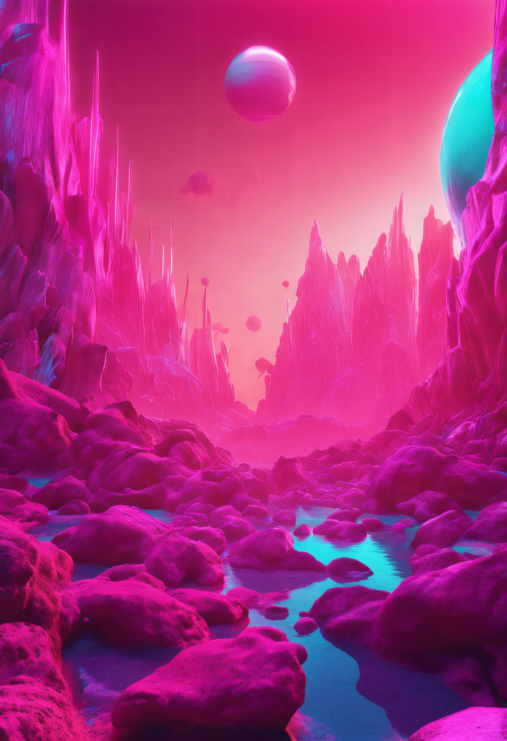 naomi kadlec's cyyx, in the style of vaporwave, delicate chromatics, balanced compositions, desertwave, experimental compositions, luminous spheres, phantasmagoric imagery