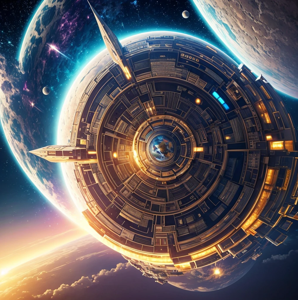 masterpiece,Highest image quality,Super detailest quality ,extremely delicate and beautiful, Very detailed,best quality, official art, Extremely detailed CG unified 8k wallpaper, The most beautiful look,(detailed lighting:1.2), (Beautiful and detailed light:1.3), complex, digital painting, sharp focus, end of the world, epic reality, (high dynamic range:1.4),screen space refraction,space ship,A future full of technology,复杂的symmetry结构,Ultra-detailed graphics,shiny,spaceship fusion,symmetry,energy shield,structure matrix,Full of energy,(The spaceship has a strong metallic luster:1.3),Cockpit appearance,write up and close up,silver sound,streamline,space scene:1.3,(Earth background:1.3),Render by Octane,Super real photos,Surreal,科幻小说的masterpiece,Cinematic quality,Super realism,优质壁纸的masterpiece,Official wallpaper.(screen life:1.3),Aerial View:1.3