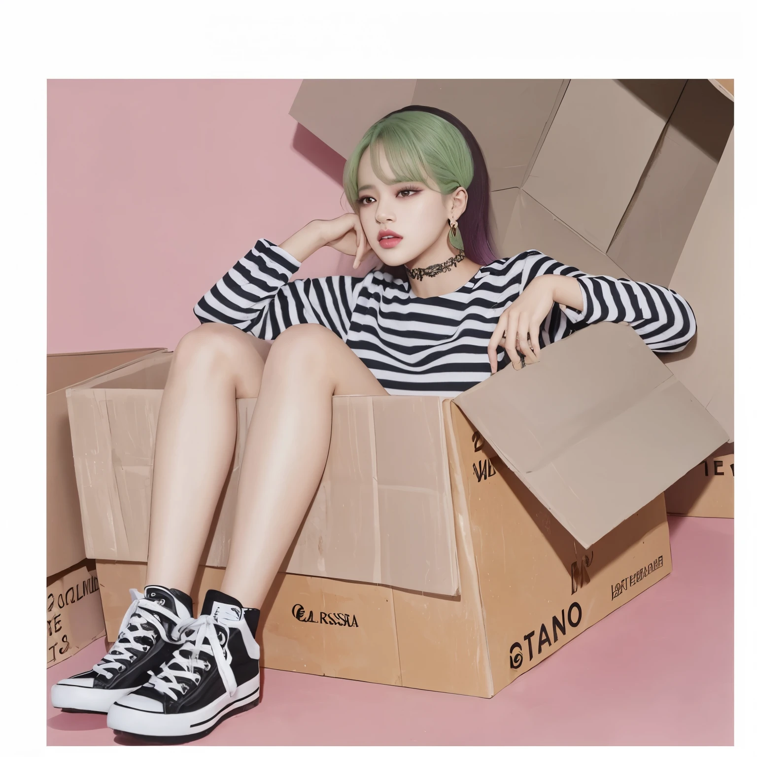 Araffe sentado en una caja con un par de zapatos., jia, parque roseanne de blackpink, Jimin, park Jimin, sol yunjoo, lisa, Photoshoot, portrait of jossi de blackpink, kim taejin, jossi de blackpink, capturado en canon eos r 6, de mi parte, eso, yo, bts, pastel, arte promocional