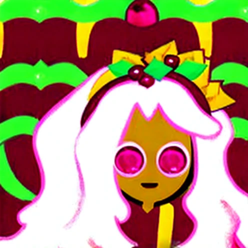 Black Cherry Lemonade Cookie on Bedroom, blonde hair, light red hair, long messy hair, low-tied long hair, yellow hairband, pink eyes, longeyelashes, Surrealism, drop shadow, stereogram, 8k, super detail, 1080P