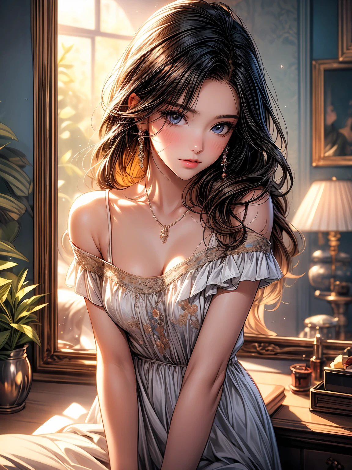 Best quality, masterpiece, ultra high resolution, (photorealistic: 1.4), raw photo, 1girl, off shoulder, cinematic lighting, 8k