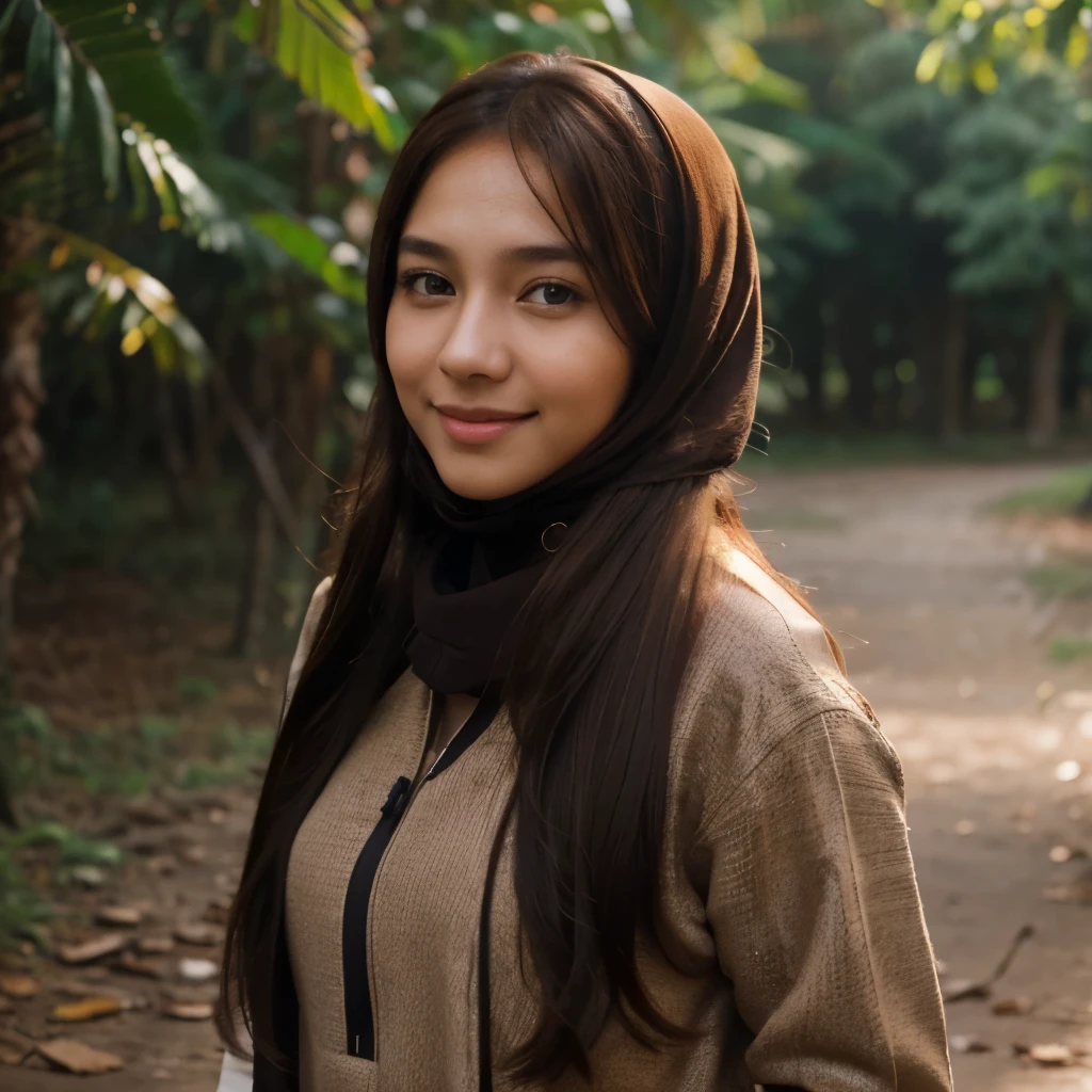 ((best quality))) (((HD))) (((8k))) (character) 20-year-old malay hijab girl, ((adventurous)), ((beautiful)) and ((happy)), ((brown hair)) and ((long hair)).