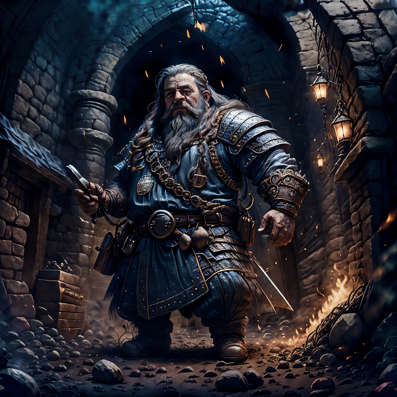 Dwarf Cleric, cook, wearing chain mail
