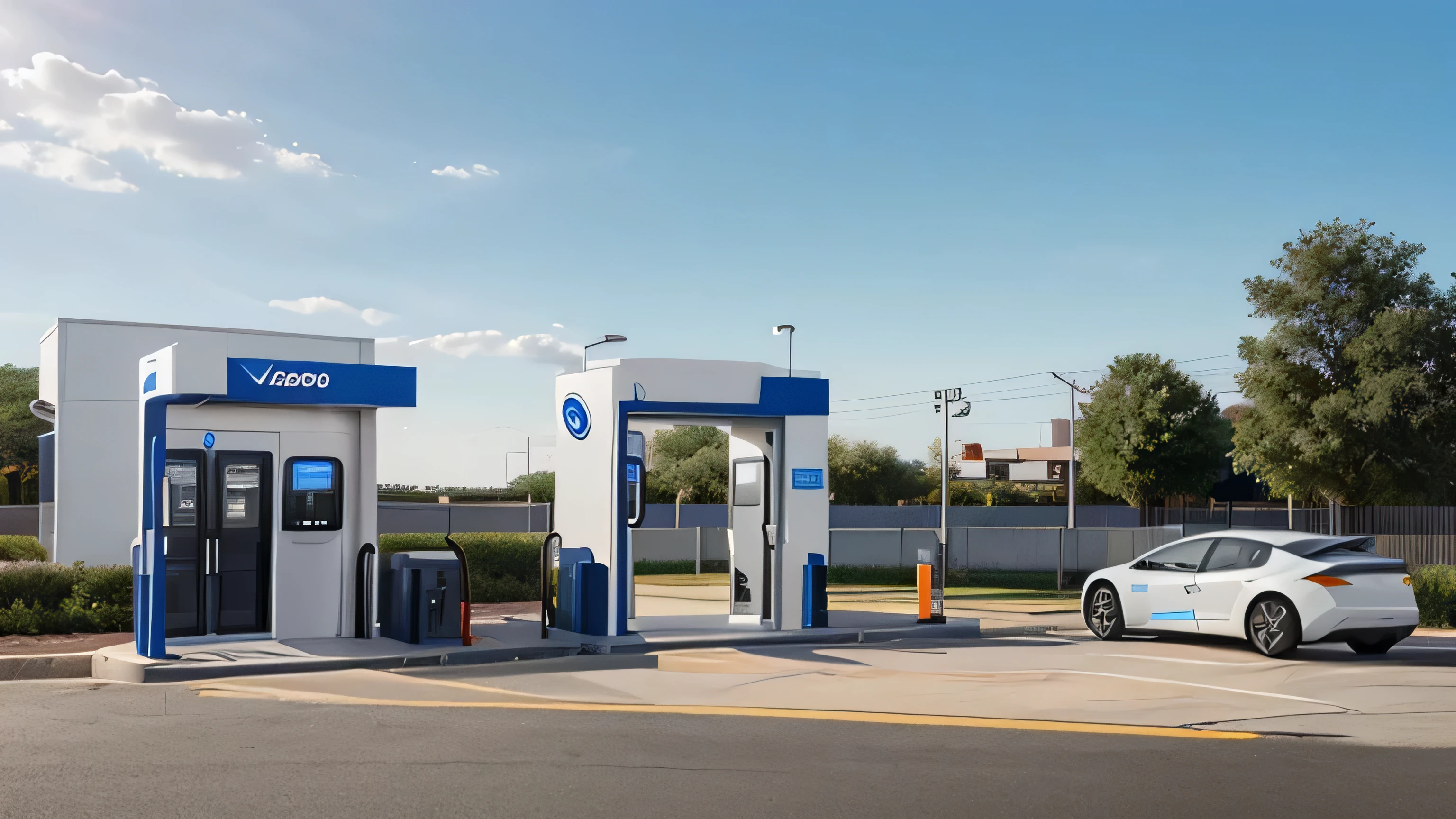 battery buffered EV charging station. 8-10 chargers are available. mainly larger EV trucs are coming to charge.