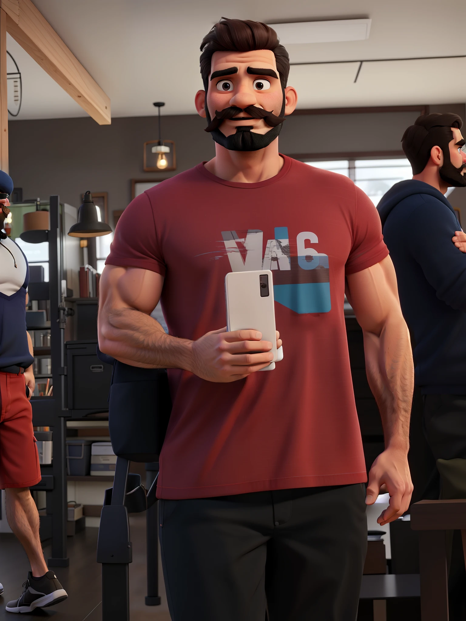 man with beard and mustache, slightly muscular body