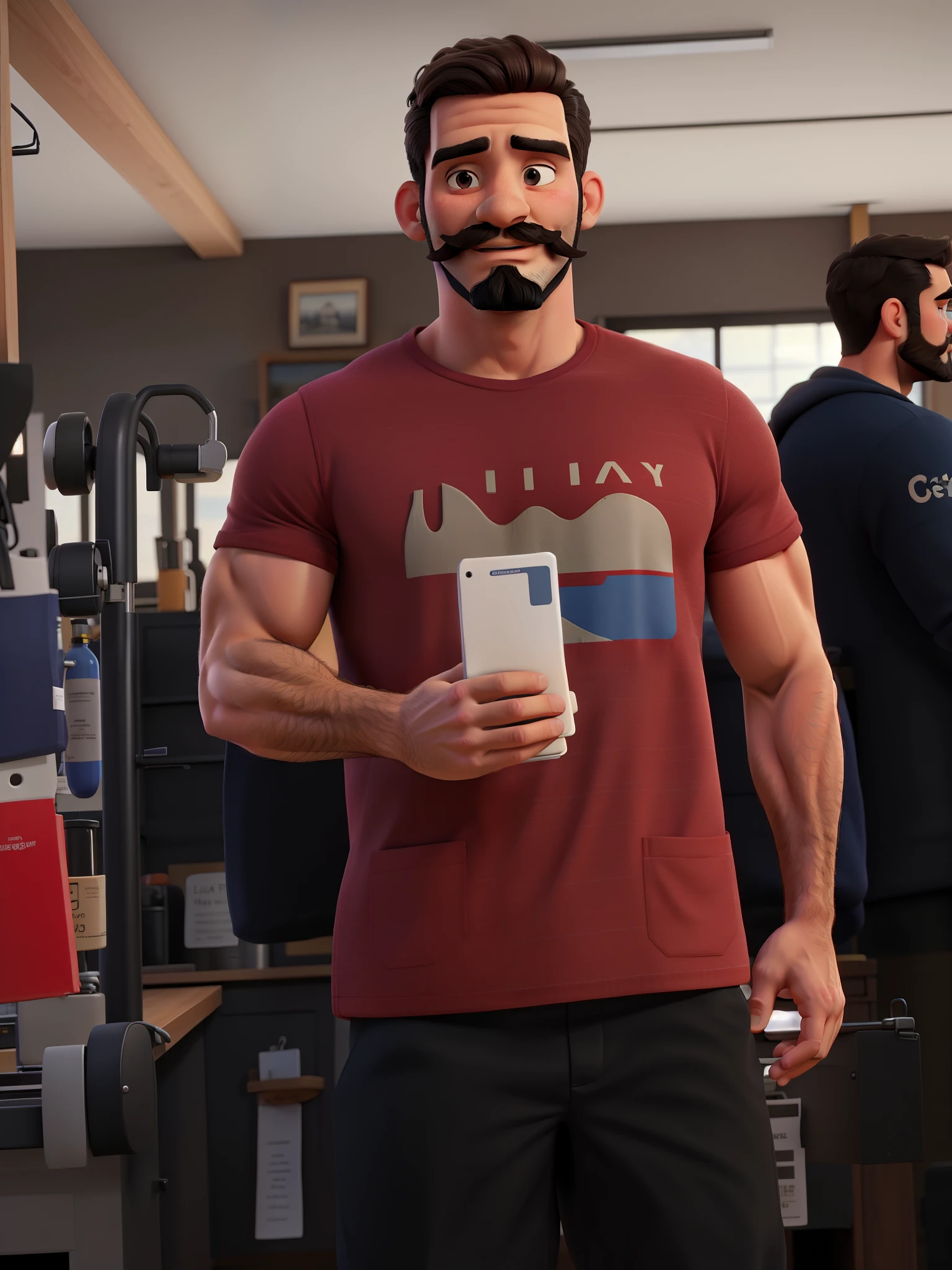 man with beard and mustache, slightly muscular body
